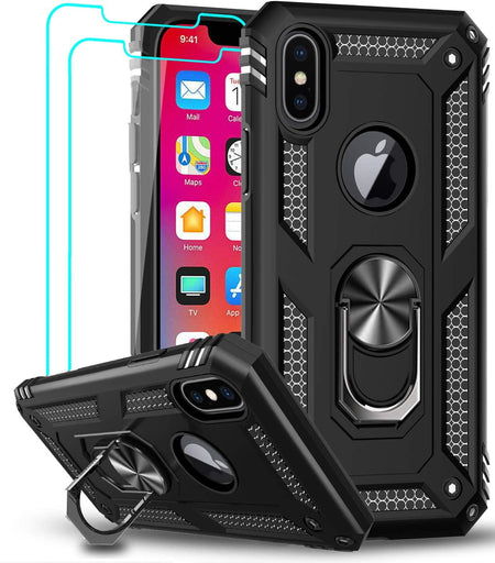 Entronix Apple iPhone XS Max Case - Guard Ring Holder & 2 Clear Screen Protectors - Entro Retail