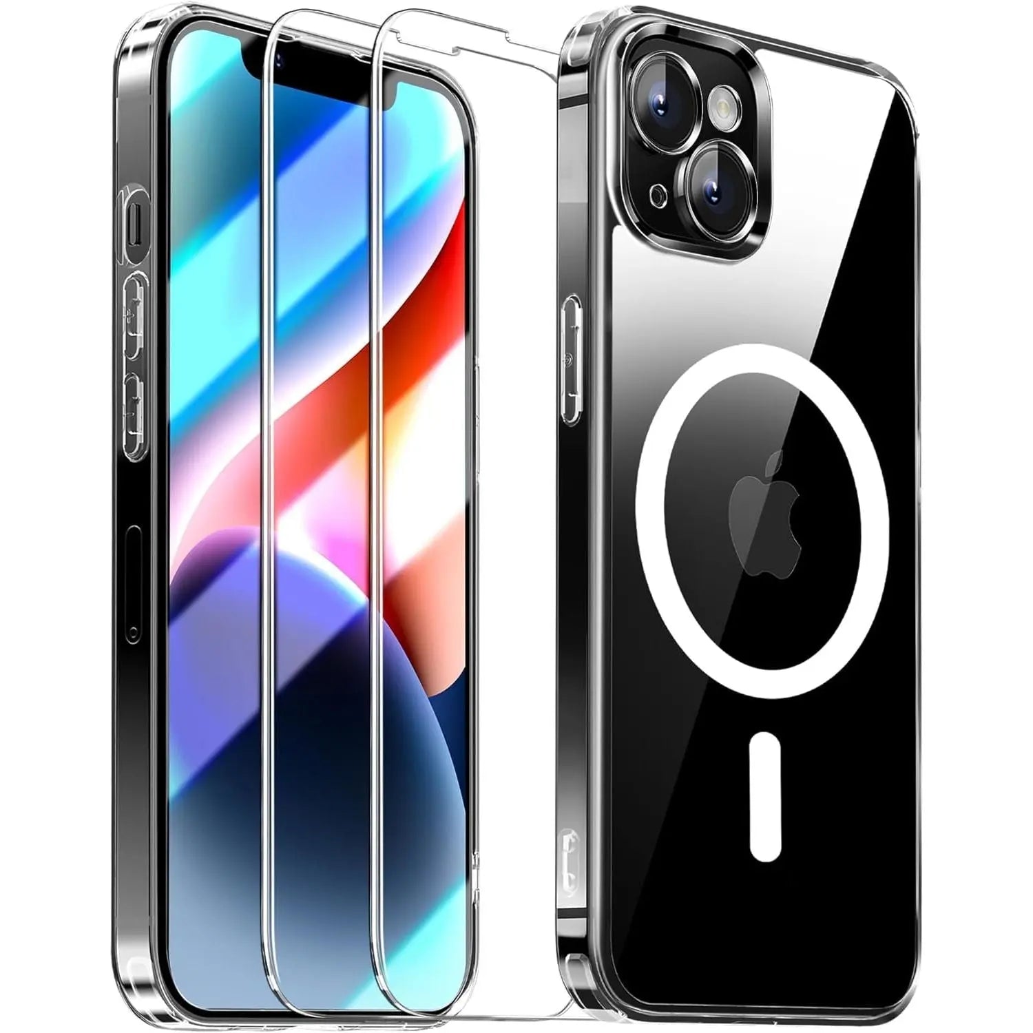 Entronix Case Magnetic Clear Case Designed for Apple iPhone 14 with 2 Tempered Glass, Shockproof Transparent Crystal Cover - Entro Retail