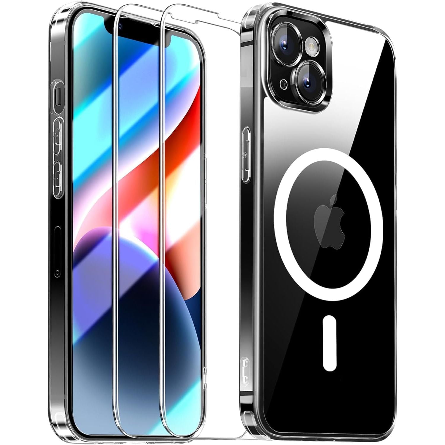 Entronix Case Magnetic Clear Case Designed for Apple iPhone 13 Mini with 2 Tempered Glass, Shockproof Transparent Crystal Cover - Entro Retail
