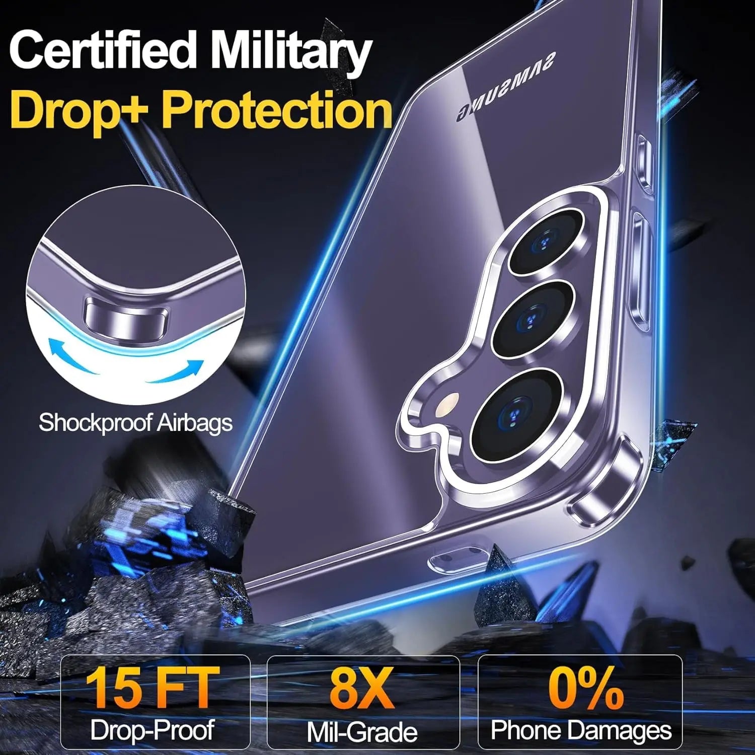 Entronix Bundle Compatible with Galaxy S25 Plus - [Hard] Clear Case, 1 Clear Clear Screen Protector & 1 Camera Lens Protector - Entronix