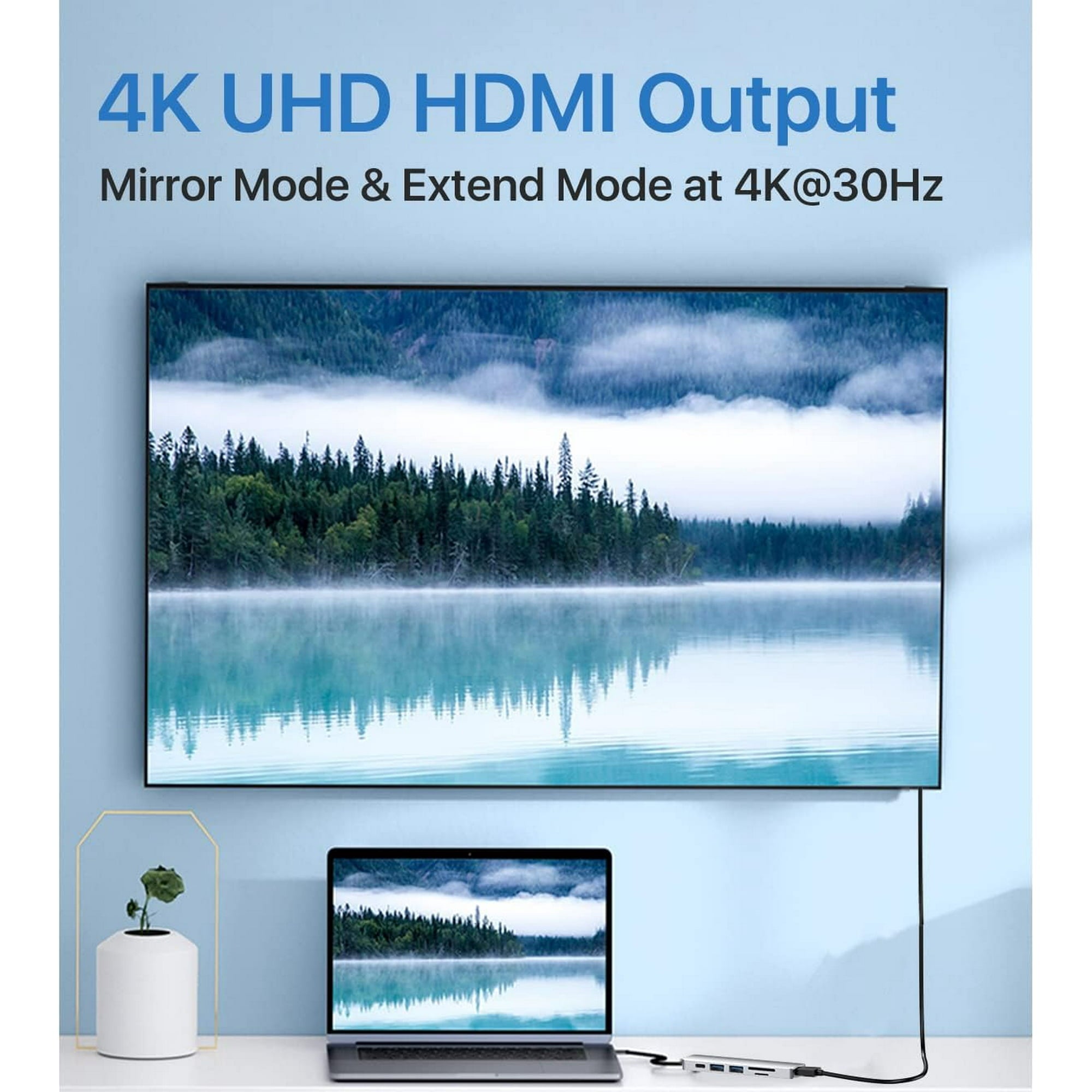 Entronix 6-in-1 USB-C Hub Adapter - HDMI, USB, SD, and PD Converter for MacBook and Laptops