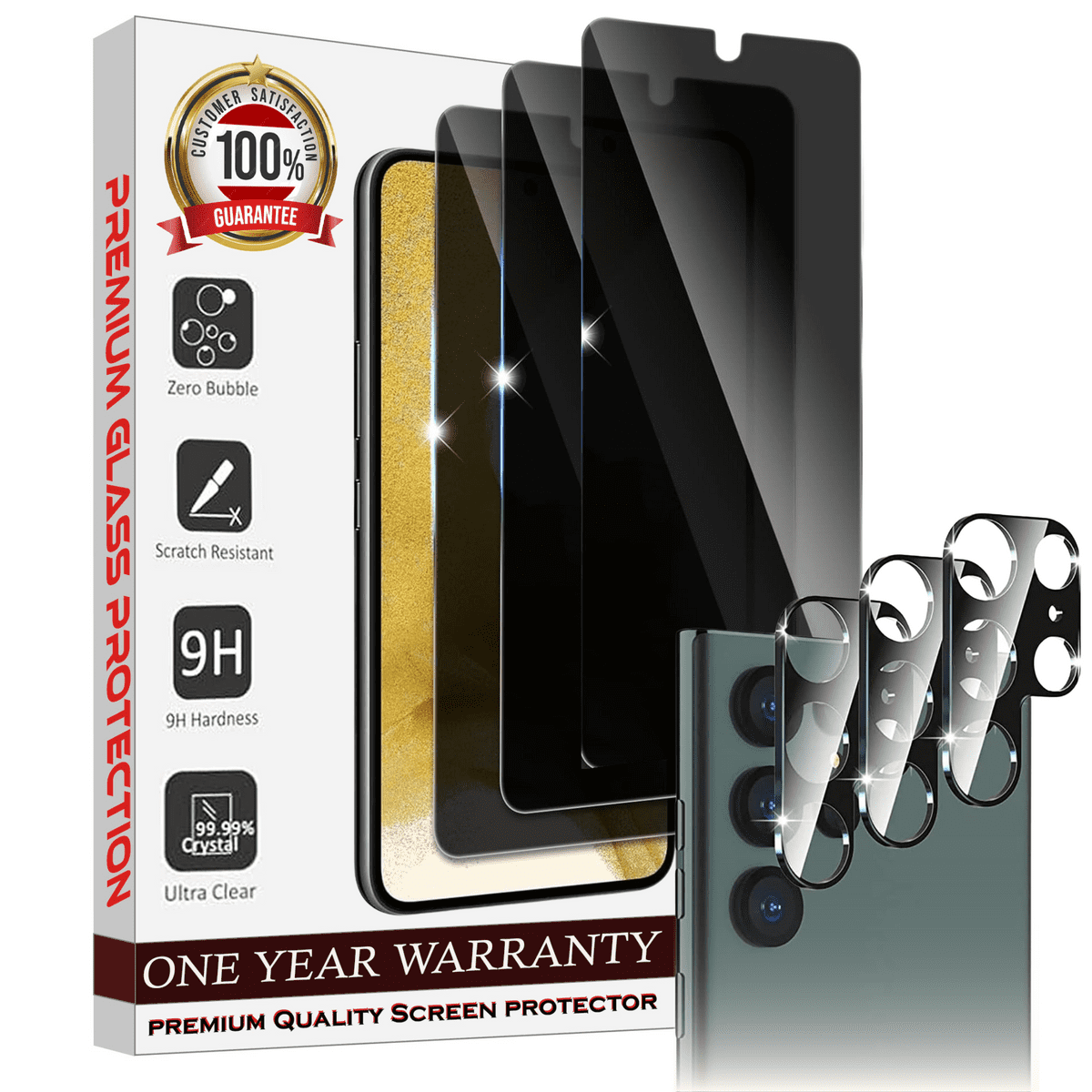Entronix Anti-Spy Privacy Screen Protector & Camera Lens Protector Compatible with Galaxy S25 Ultra - 6-Piece Combo - Entronix