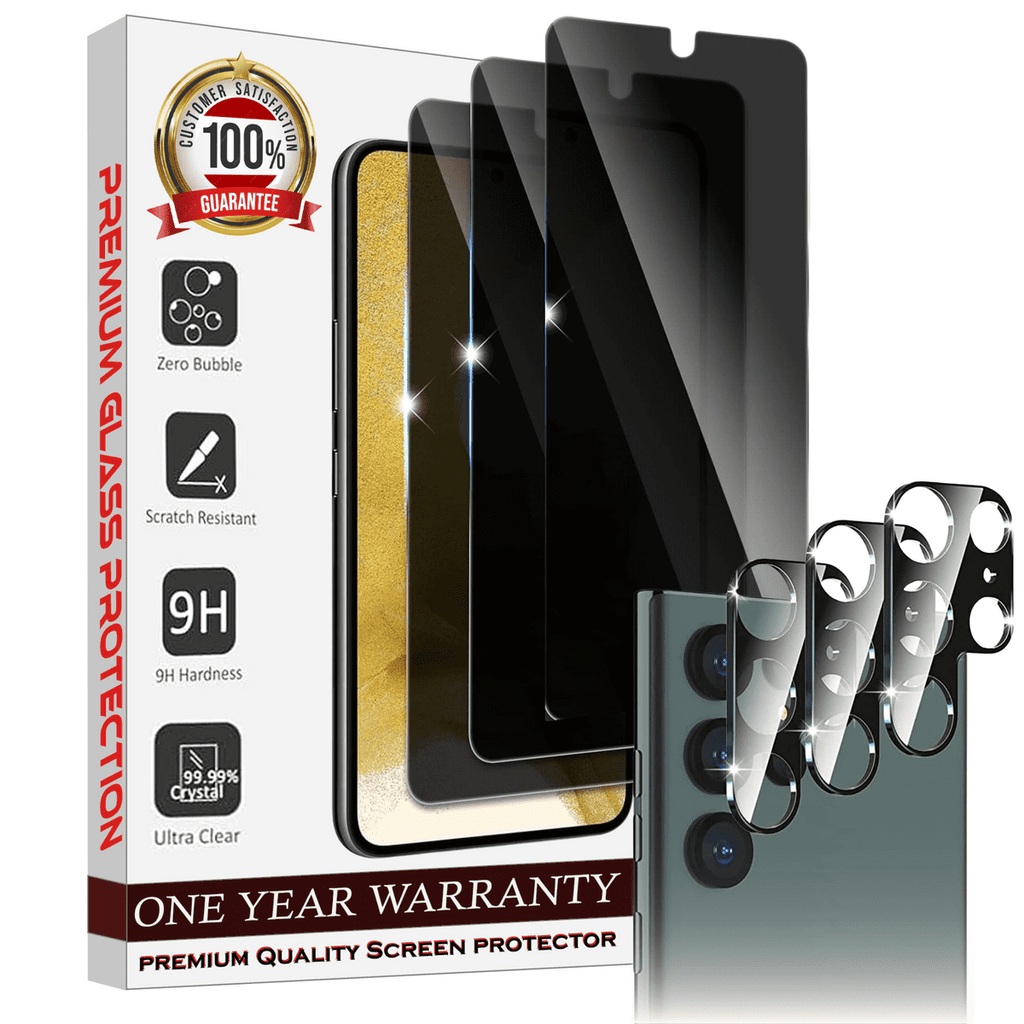 Entronix Anti-Spy Privacy Screen Protector & Camera Lens Protector Compatible with Galaxy S25 Ultra - 6-Piece Combo