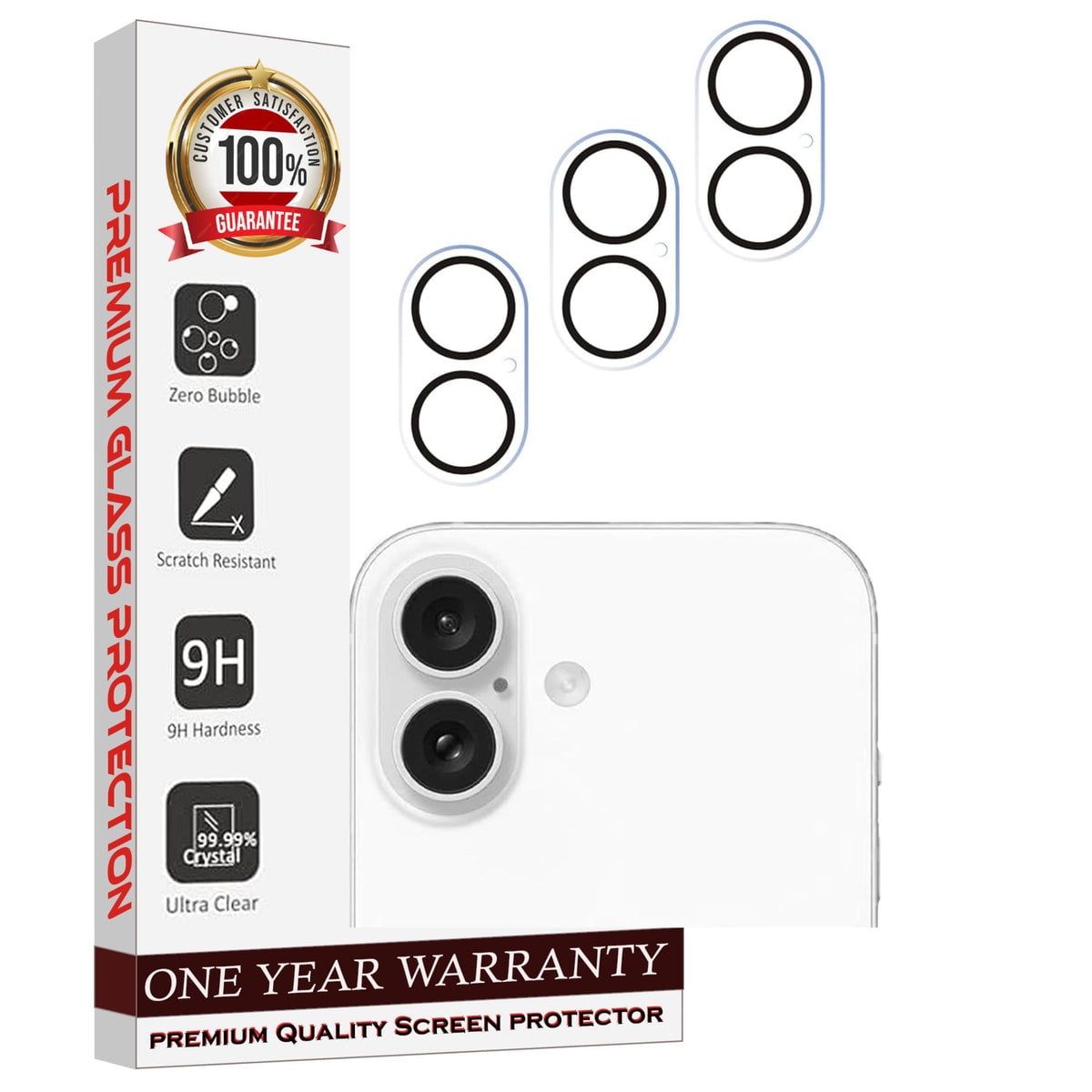 Entronix Clear Camera Lens Protector Compatible with iPhone 16 Plus - 3-Piece Combo