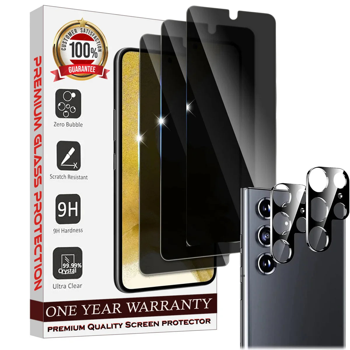 Entronix Anti-Spy Privacy Screen Protector & Camera Lens Protector Compatible with Galaxy S25 Ultra - 6-Piece Combo - Entronix