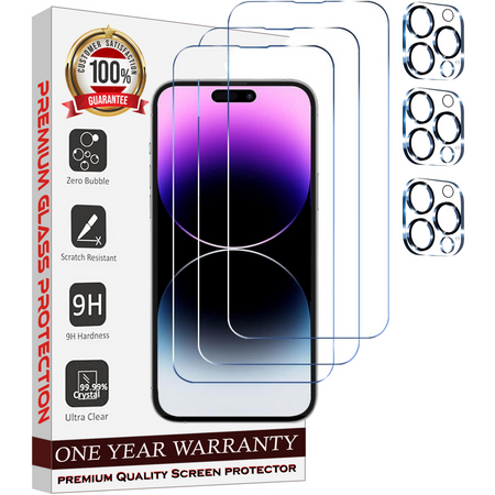 Entronix Case Screen Protector Bundle with Camera Cover for Apple iPhone 15 Pro Max Clear Built Anti Scratch, Bubble Free Easy Install, 3 PACK - Entro Retail