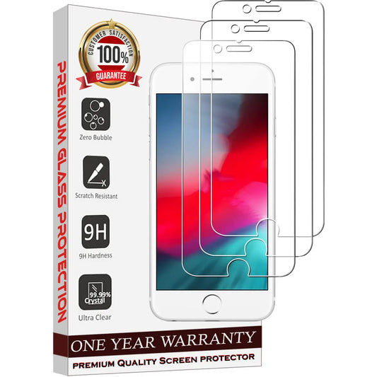 Entronix Case Screen Protector Designed for Apple iPhone 8,7,SE Clear 9H Hardness,Bubble Free with Easy Install, Glass,3 PACK - Entro Retail