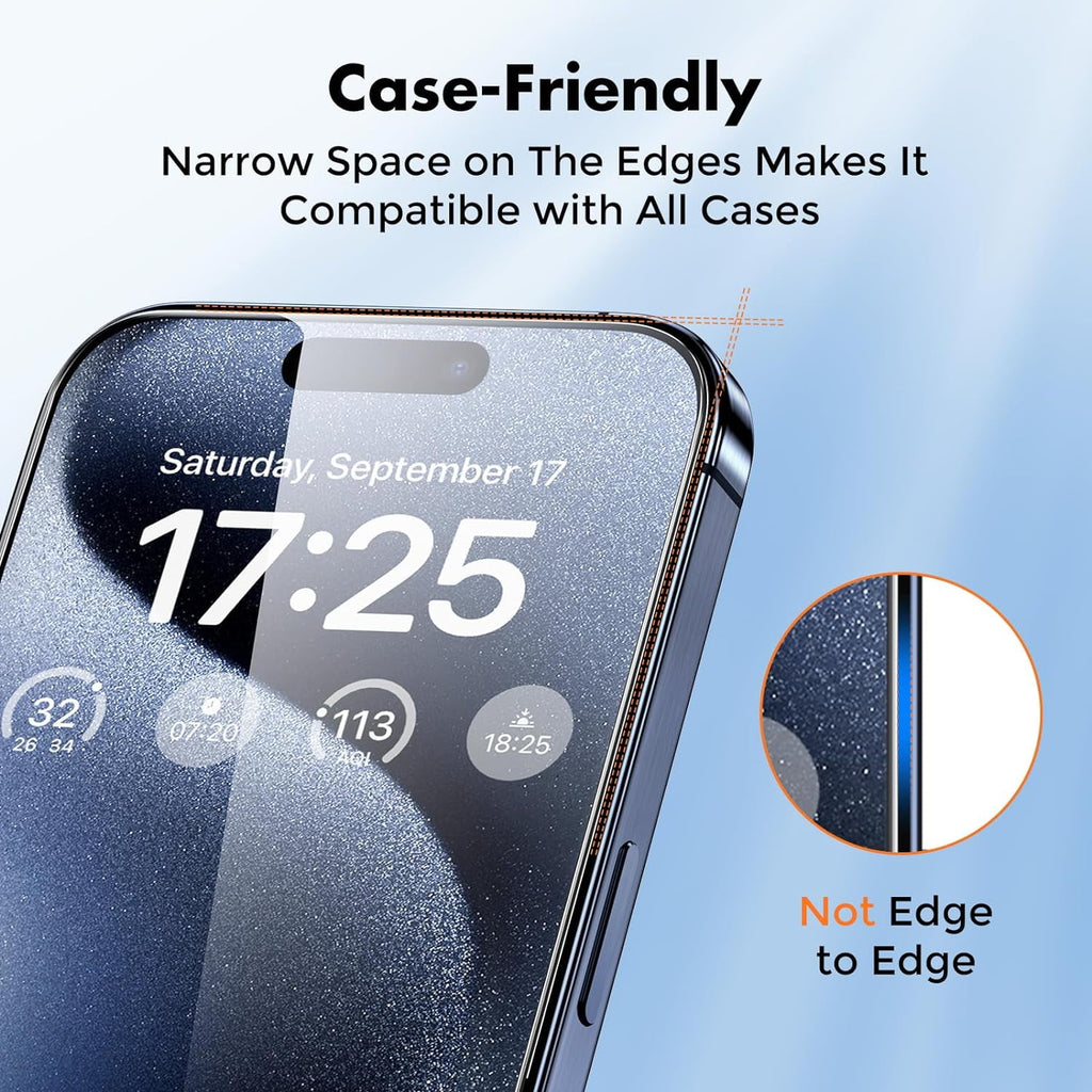Entronix Clear Screen Protector Compatible with iPhone 15 Pro - 2-Piece Combo
