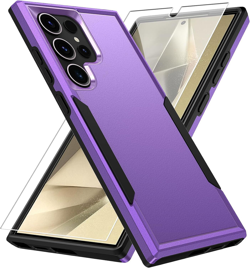 Entronix Heavy Duty Case Designed for Samsung Galaxy S24 Ultra Case with 1Pc Tempered Glass Screen Protector, Shockproof Dropproof Anti-Scratch Case - Entro Retail