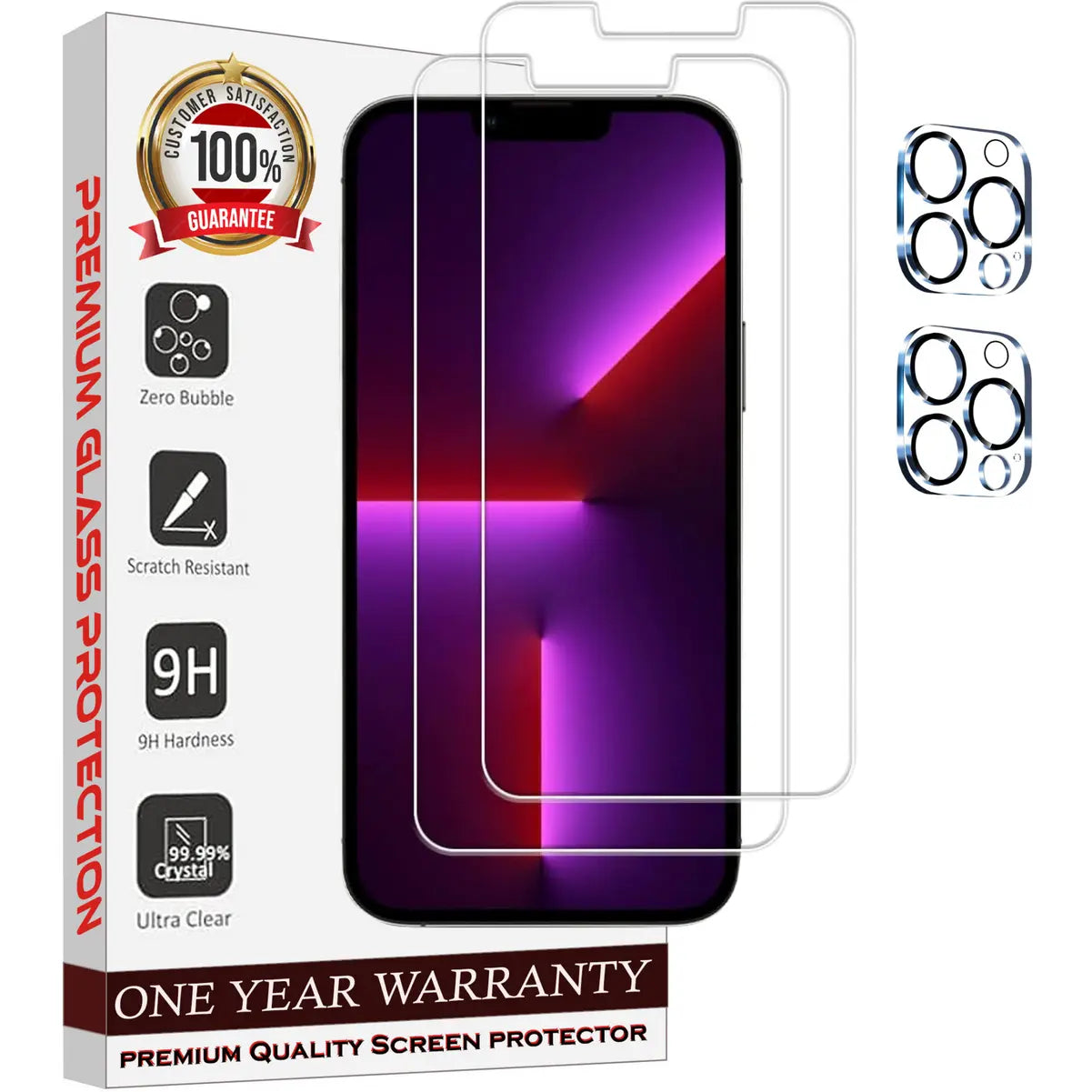 Entronix Case Screen Protector Bundle with Camera Cover Designed for Apple iPhone 13 Pro Max Clear 9H Hardness,Bubble Free Easy Install,2 PACK - Entro Retail