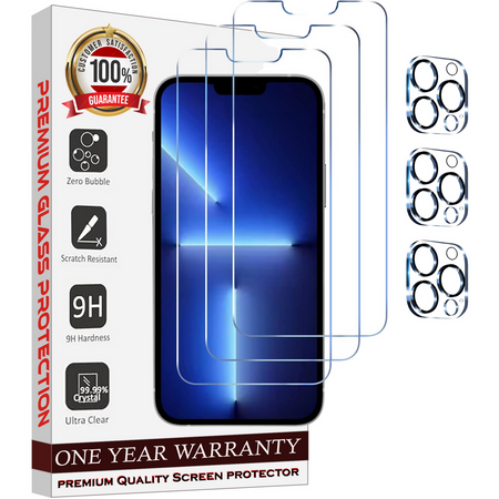Entronix Case Screen Protector Bundle with Camera Cover Designed for Apple iPhone 13 Pro Max Clear 9H Hardness,Bubble Free Easy Install, 3 PACK - Entro Retail