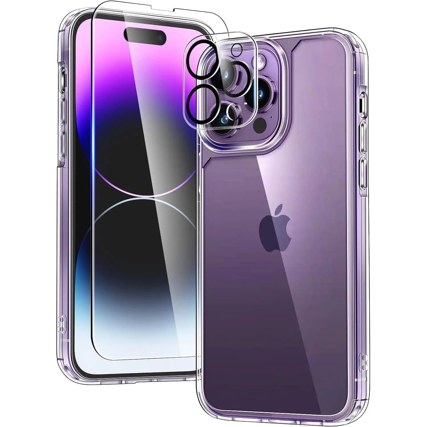 Entronix Case Heavy Duty Transparent Case for Apple iPhone 14 Pro with 1 Screen Protector and Camera Lens, Shockproof Dropproof Slim Case Clear - Entro Retail
