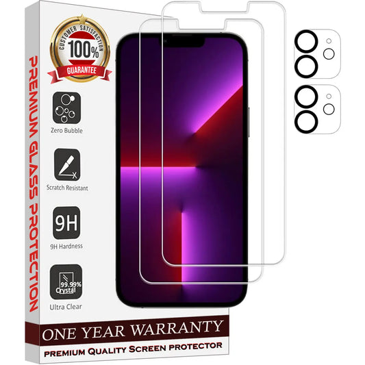 Entronix Case Screen Protector Bundle with Camera Cover Designed for Apple iPhone 12 Clear 9H Hardness,Bubble Free Easy Install,2 PACK - Entro Retail