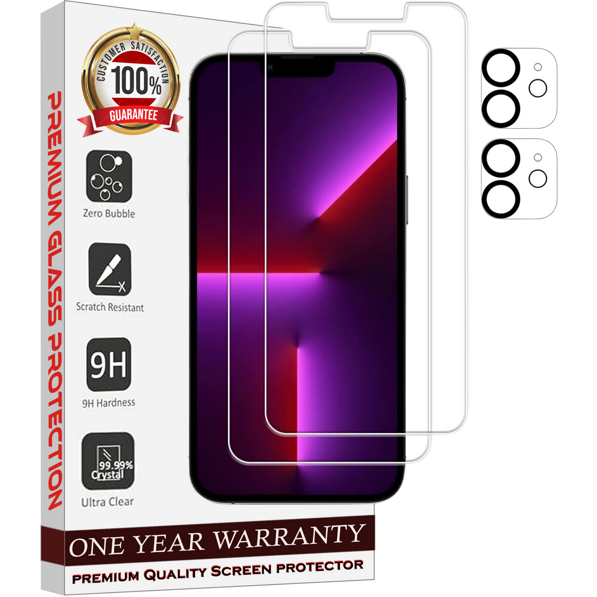 Entronix Case Screen Protector Bundle with Camera Cover Designed for Apple iPhone 12 Mini Clear 9H Hardness,Bubble Free Easy Install,2 PACK - Entro Retail