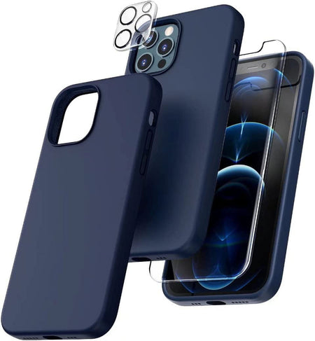 Entronix Apple iPhone 13 Pro Max 3-in-1 Bundle - Liquid Silicone Case, 1 Clear Screen Protector & 1 Camera Lens Protector, - Entro Retail