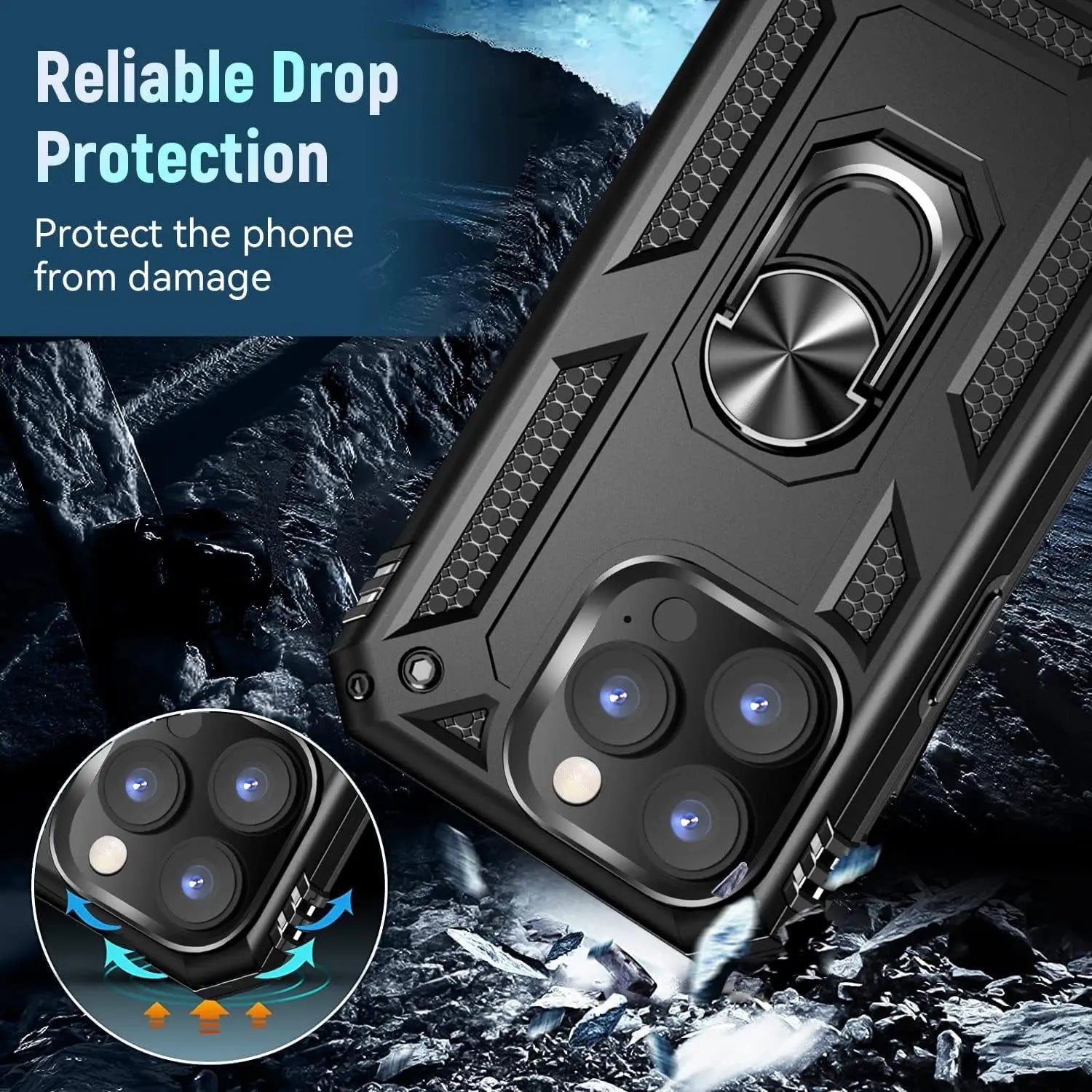Entronix Bundle Compatible with iPhone 16 Pro Max - Guard Gripstand Case & 2 Clear Screen Protectors - Entronix