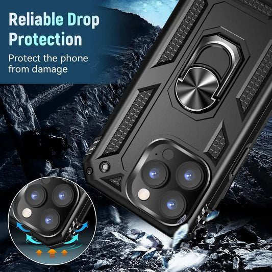 Entronix Bundle Compatible with iPhone 16 Pro Max - Guard Gripstand Case & 2 Clear Screen Protectors - Entronix