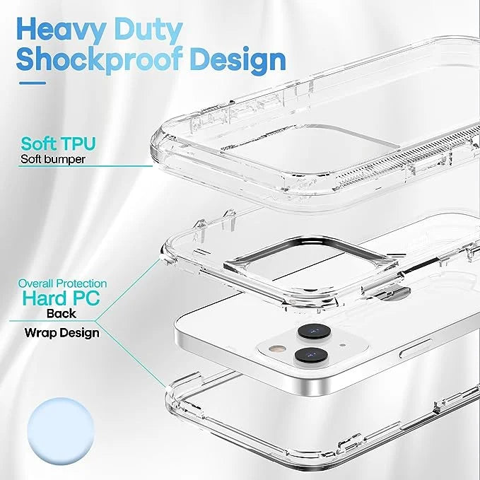 Entronix Heavy Duty Case for Apple iPhone 15 Plus - Triple Layer Bumper Clear Cover, Protective Smartphone Accessories - Entronix