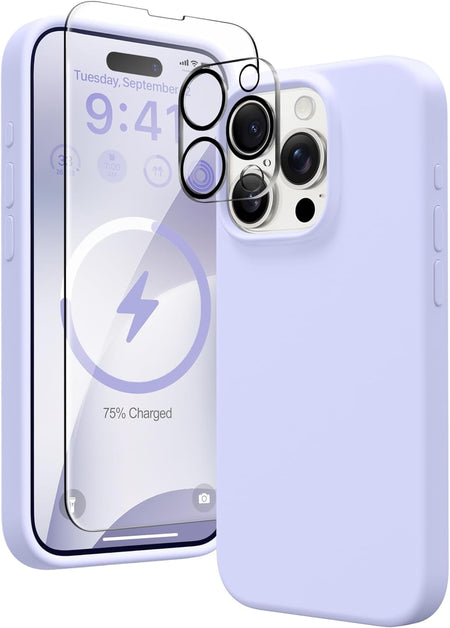 Entronix Apple iPhone 15 Pro 3-in-1 Bundle - Liquid Silicone Case, 1 Clear Screen Protector & 1 Camera Lens Protector, - Entro Retail