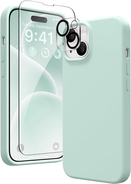 Entronix Apple iPhone 13 Mini 3-in-1 Bundle - Liquid Silicone Case, 1 Clear Screen Protector & 1 Camera Lens Protector, - Entro Retail