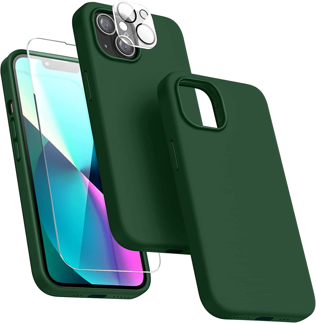 Entronix Apple iPhone 14 Plus 3-in-1 Bundle - Liquid Silicone Case, 1 Clear Screen Protector & 1 Camera Lens Protector, - Entro Retail