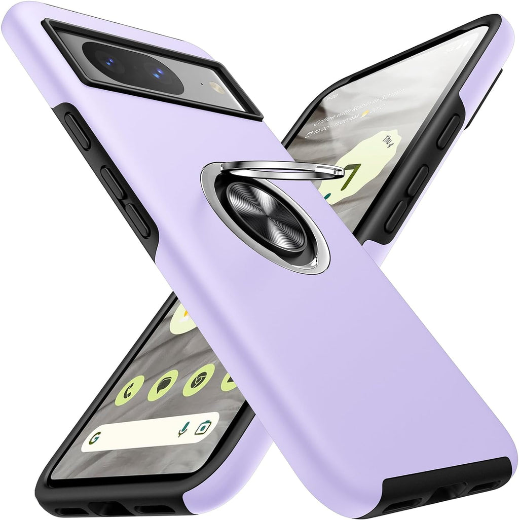 Entronix Case Designed for Google Pixel 8 Heavy Duty with Built-in Kickstand, Dual Layer Protection Rotating Holder Ring, Sturdy Case - Entro Retail