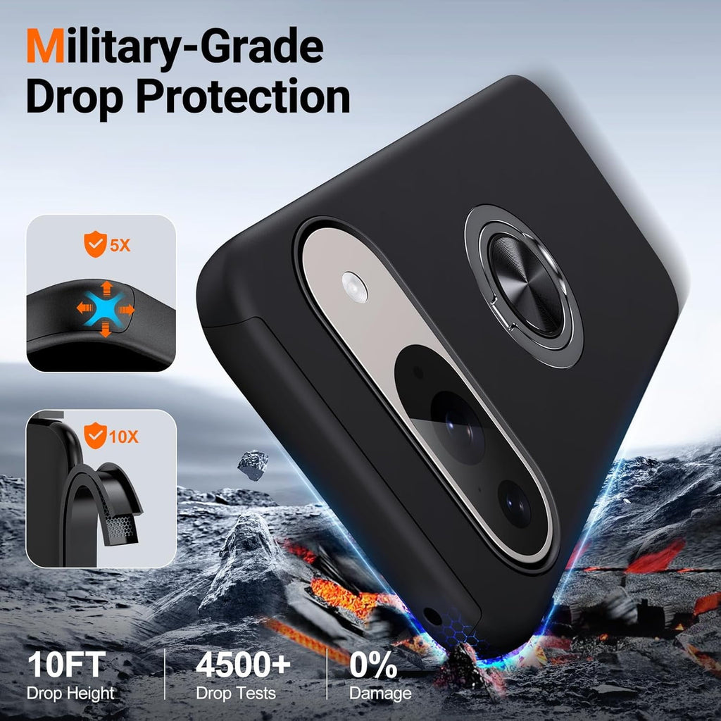 Entronix Bundle Compatible with Pixel 9 - 360º Circular Ring Gripstand & 2 Clear Screen Protectors