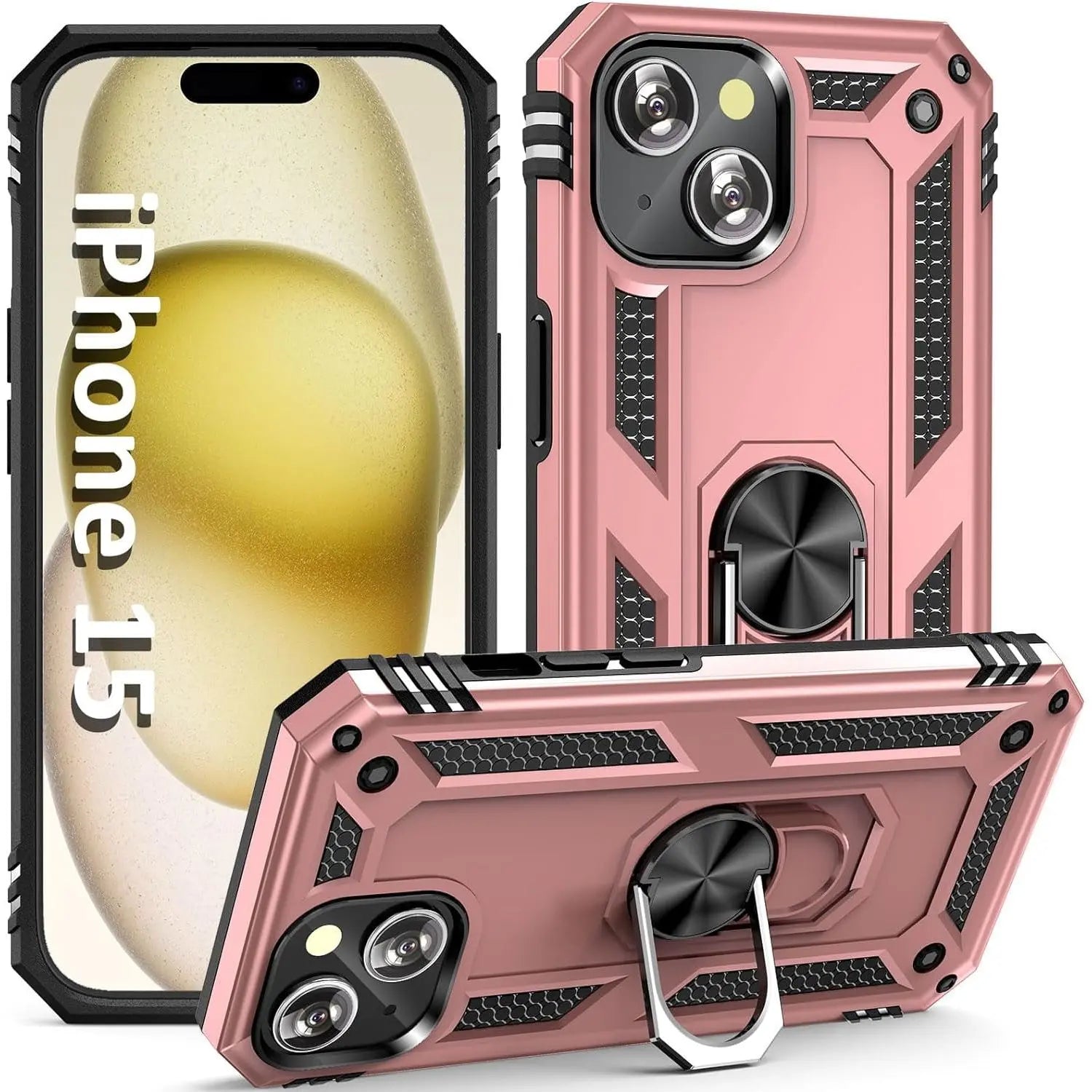 Entronix Apple iPhone 15 Case - Guard Ring Holder, Dual Layer Protection - Entro Retail