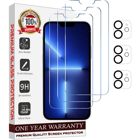 Entronix Case Screen Protector Bundle with Camera Cover Designed for Apple iPhone 12 Clear 9H Hardness,Bubble Free Easy Install, 3 PACK - Entro Retail
