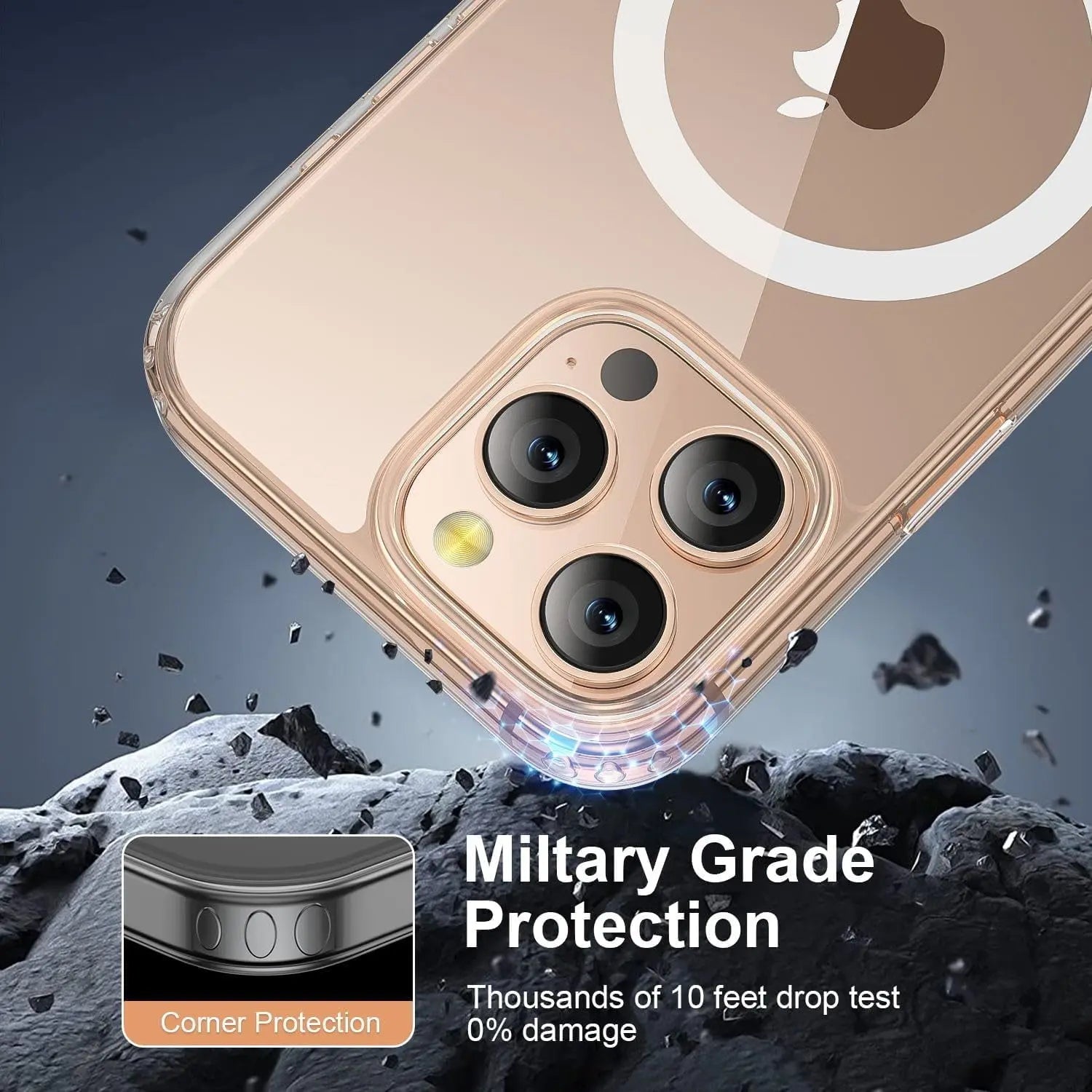 Entronix Bundle Compatible with iPhone 15 Pro Max - [Magnetic] Clear Case, 1 Clear Screen Protector & 1 Camera Lens Protectors - Entronix