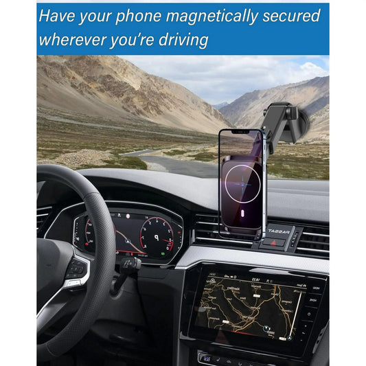 Entronix [Magnetic] Suction Cup Car Phone Holder - Fast Wireless Charging - Entronix