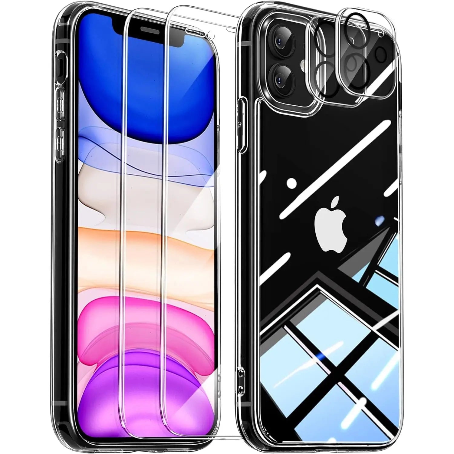 Entronix Case Heavy Duty Transparent Case Designed for Apple iPhone 11 Clear with 2 Screen Protector and Camera Lens, Shockproof Dropproof Slim Case - Entro Retail