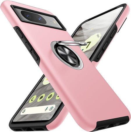 Entronix Case Designed for Google Pixel 8 Heavy Duty with Built-in Kickstand, Dual Layer Protection Rotating Holder Ring, Sturdy Case - Entro Retail
