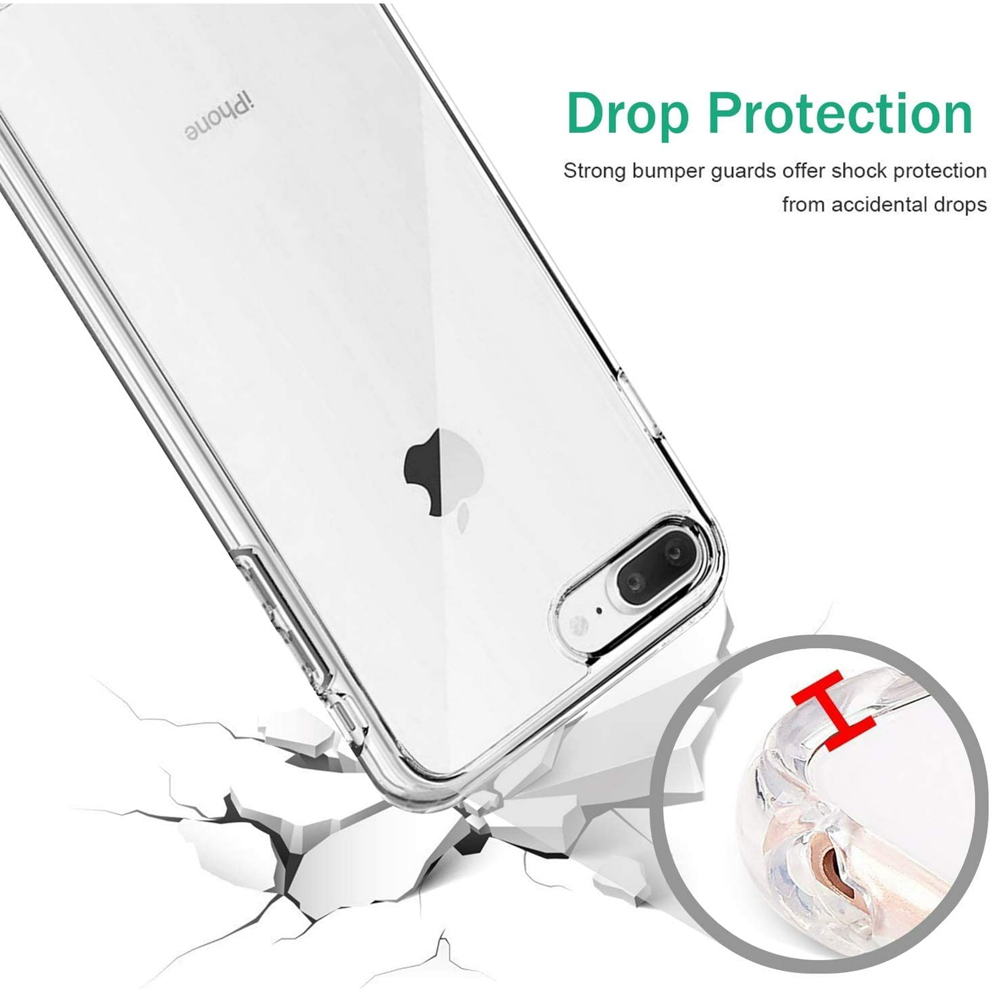 Entronix Case Compatible with iPhone 7 Plus/8 Plus/6 Plus/6s Plus - [Hard Back] Slim Clear