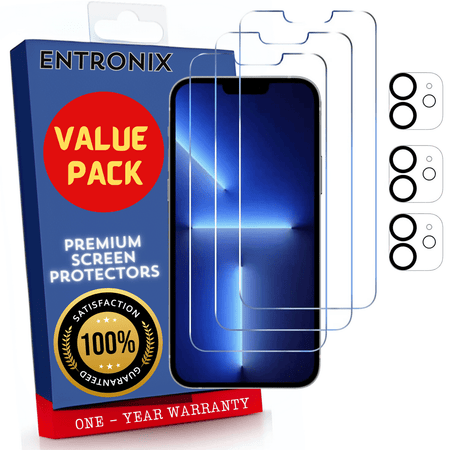 Entronix Case Screen Protector Bundle with Camera Cover Designed for Apple iPhone 12 Mini Clear 9H Hardness,Bubble Free Easy Install, 3 PACK - Entro Retail