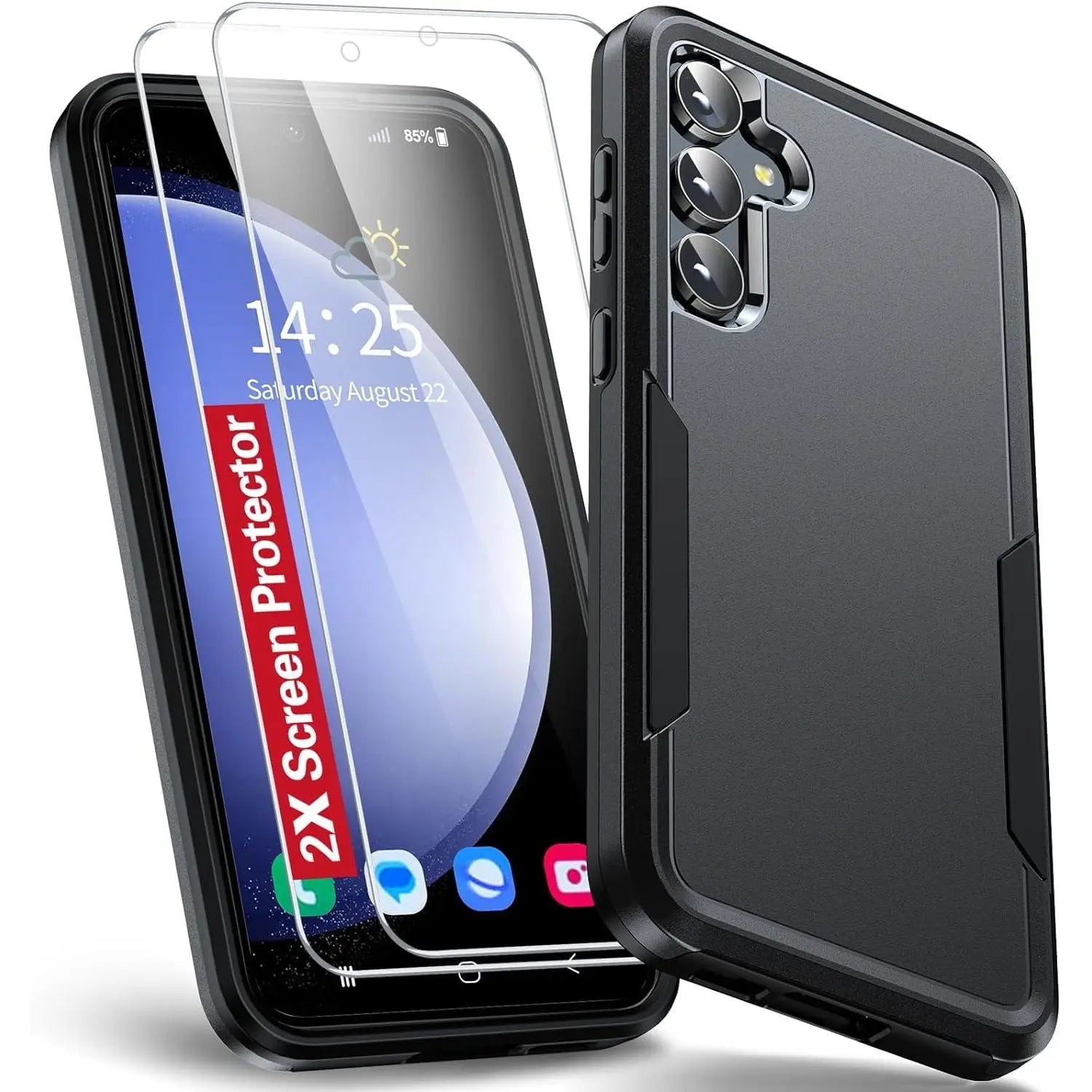 Entronix Heavy Duty Case Designed for Samsung Galaxy A25 Case with 2 Pack Tempered Glass Screen Protector, Shockproof Dropproof Anti-Scratch Case - Entro Retail