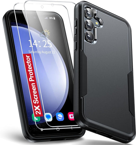 Entronix Heavy Duty Case Designed for Samsung Galaxy S23 FE Case with 2 Pack Tempered Glass Screen Protector, Shockproof Dropproof Anti-Scratch Case - Entro Retail