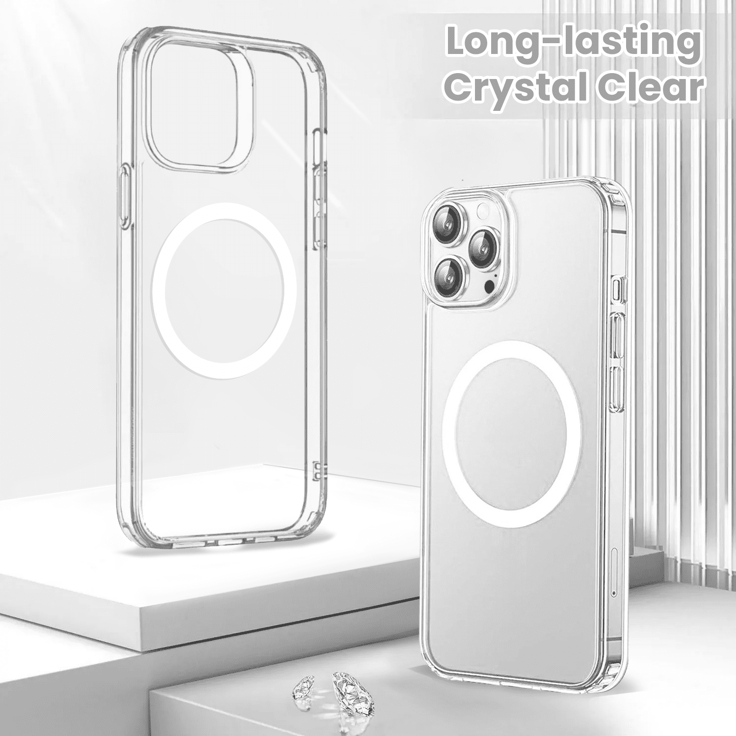 Entronix Bundle Compatible with iPhone 15 Pro Max - [Magnetic] Clear Case, 2 Clear Screen Protectors & 2 Camera Lens Protectors - Entronix