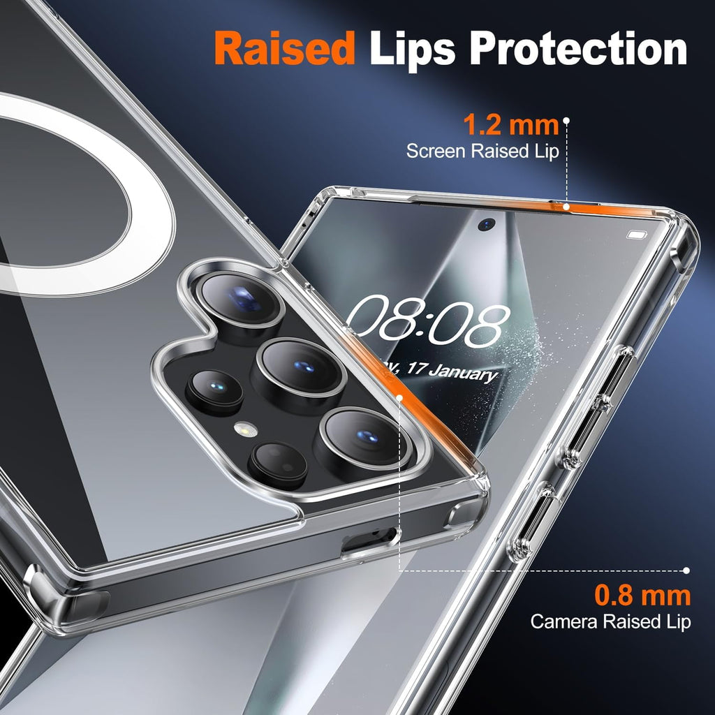 Entronix [Magnetic] Case Compatible with Galaxy S25 Ultra - [Hard Back] Slim Clear