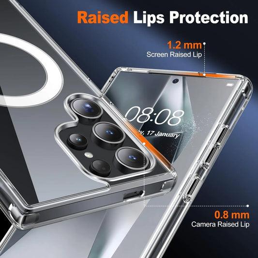 Entronix [Magnetic] Case Compatible with Galaxy S25 Ultra - [Hard Back] Slim Clear - Entronix