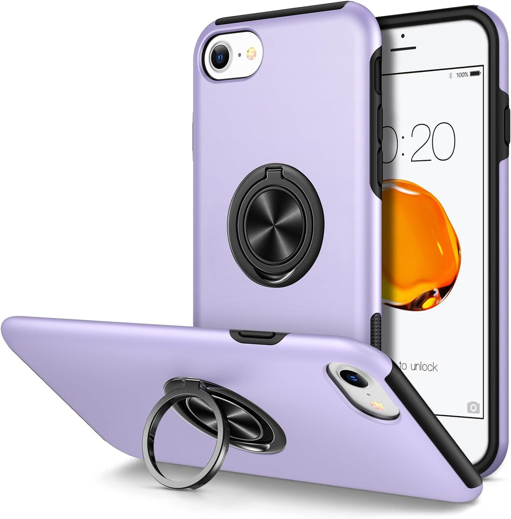Entronix Case Designed for Apple iPhone SE,8,7 Heavy Duty with Built-in Kickstand, Dual Layer Protection Rotating Holder Ring, Sturdy Case - Entro Retail