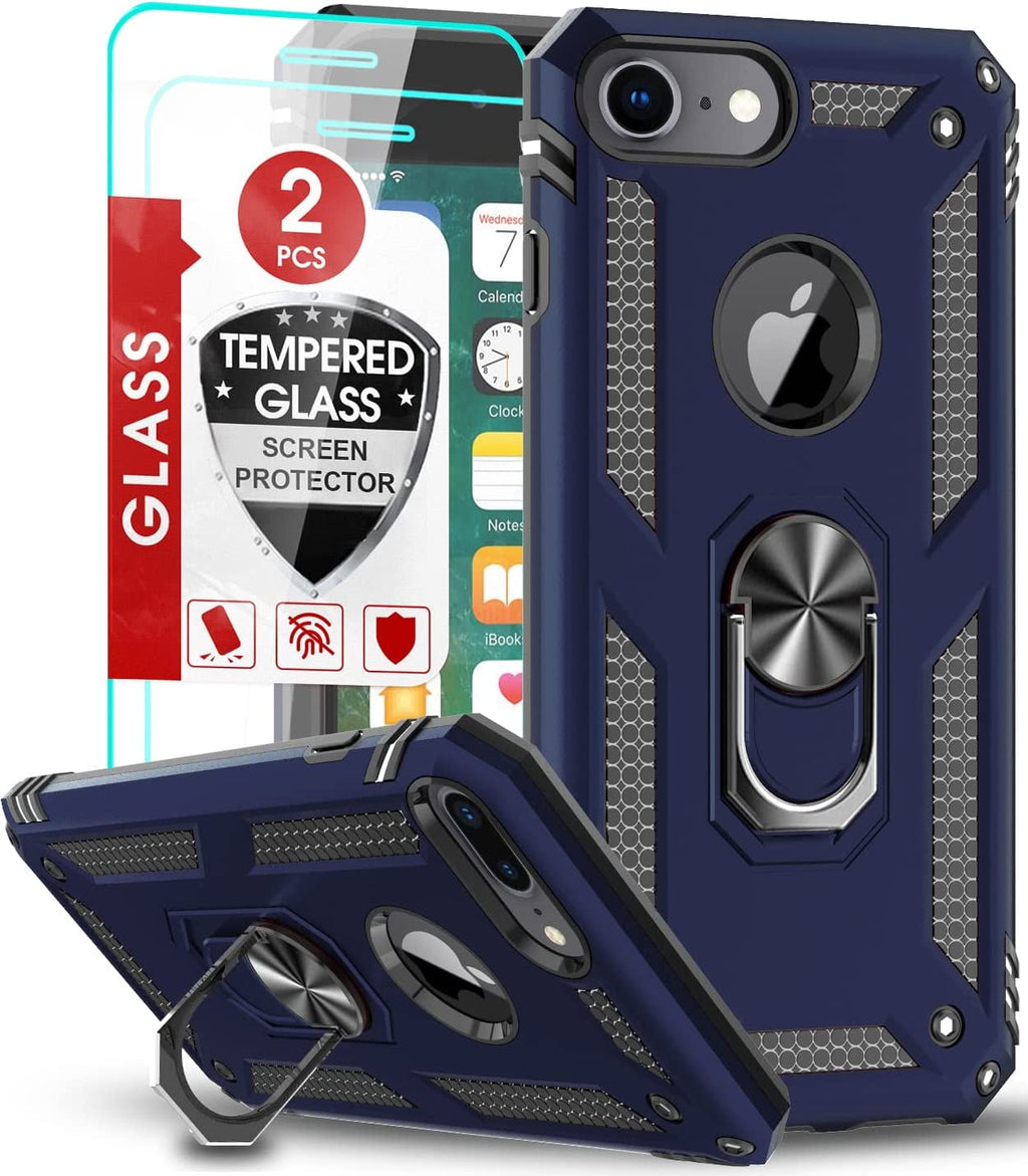 Entronix Apple iPhone 8/7/SE Case - Guard Ring Holder & 2 Clear Screen Protectors - Entro Retail
