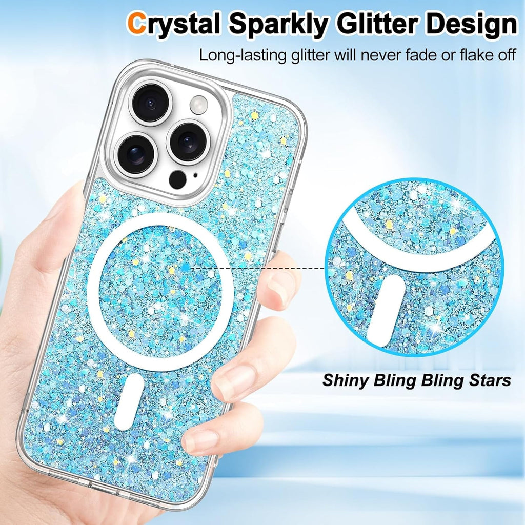 Entronix [Magnetic] Case Compatible with iPhone 12 Pro Max - Iridescent Chunky Glitter