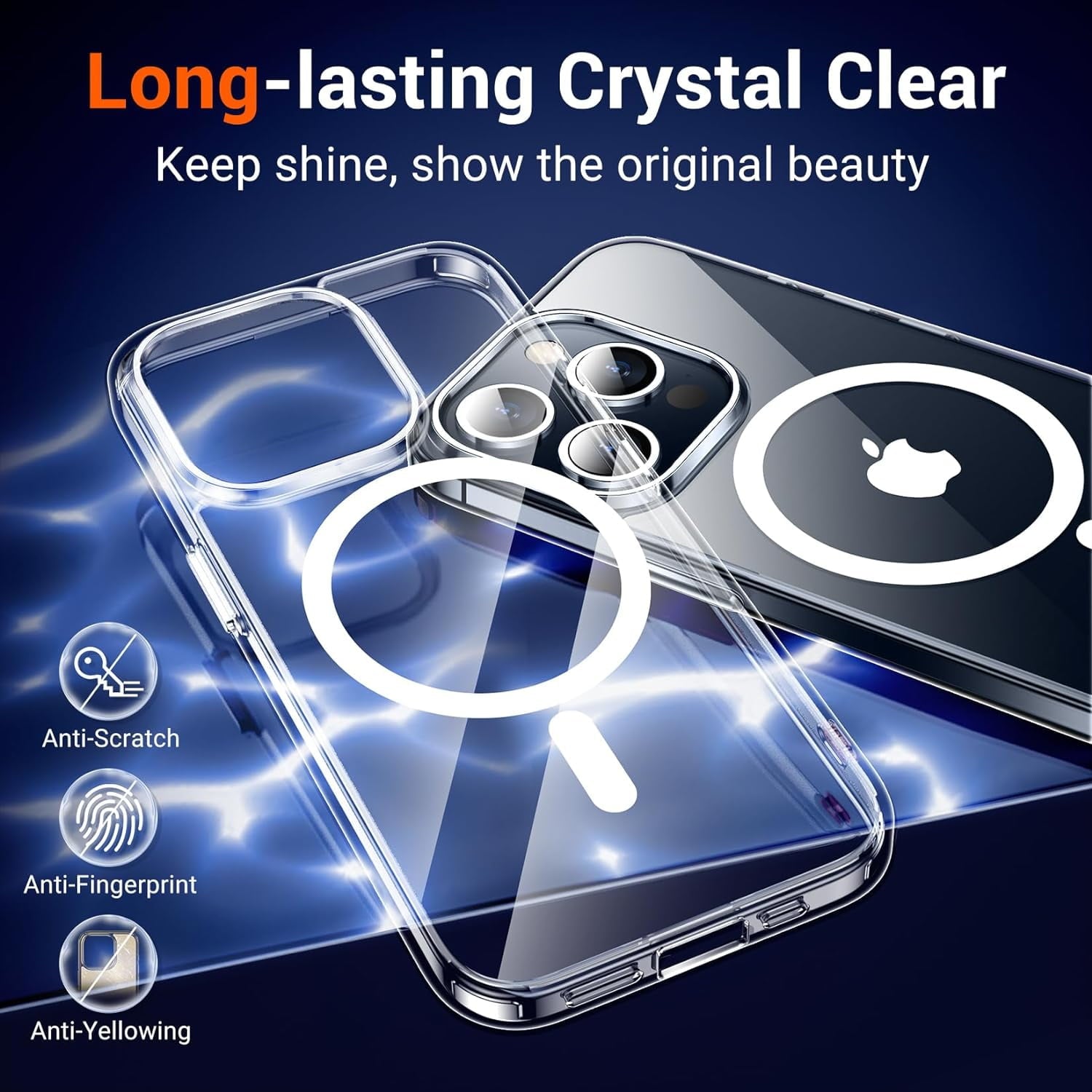 Entronix Bundle Compatible with iPhone 13 Pro - [Magnetic] Clear Case & 2 Clear Screen Protectors