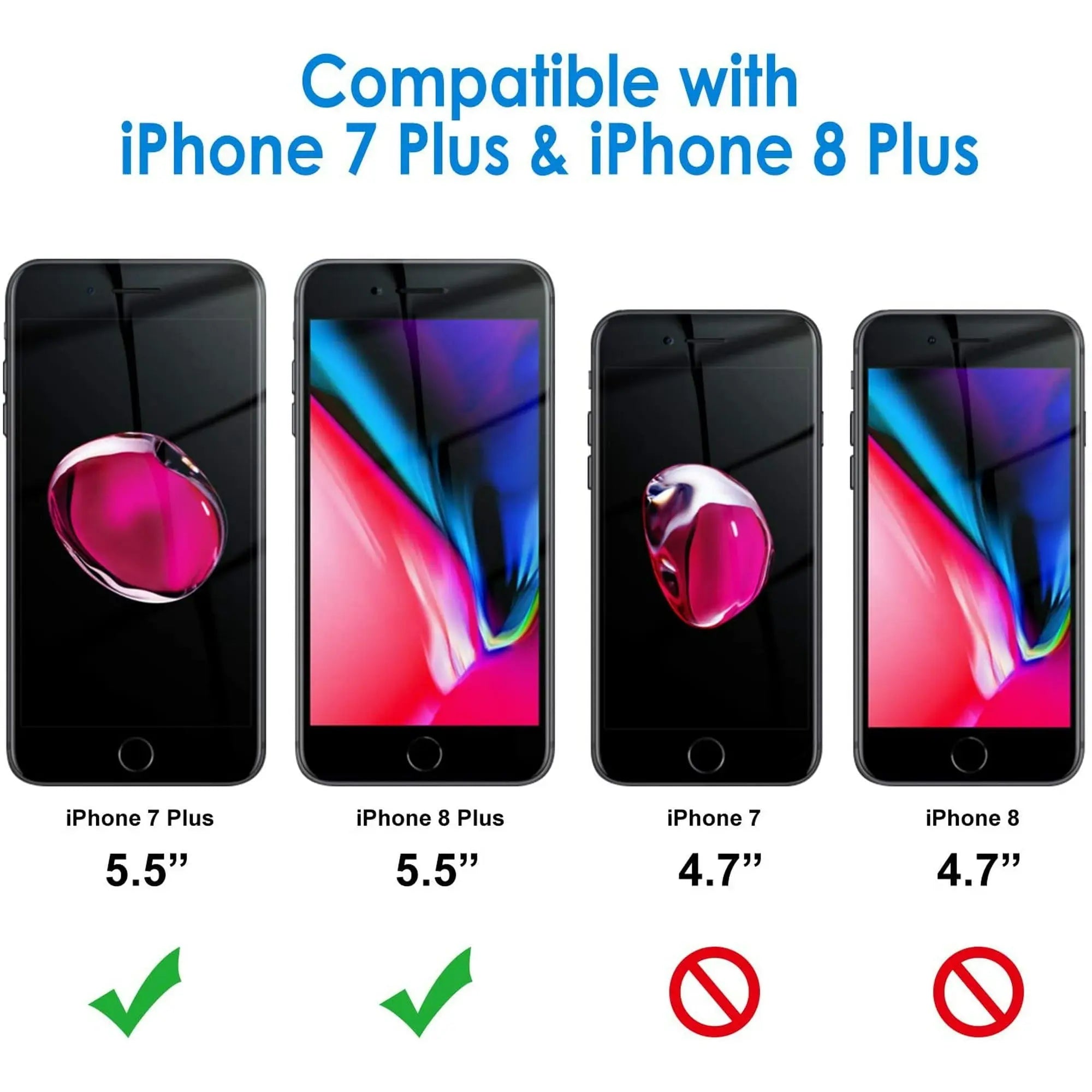 Entronix Anti-Spy Privacy Screen Protector Compatible with iPhone 8 Plus/7 Plus - 2-Piece Combo - Entronix
