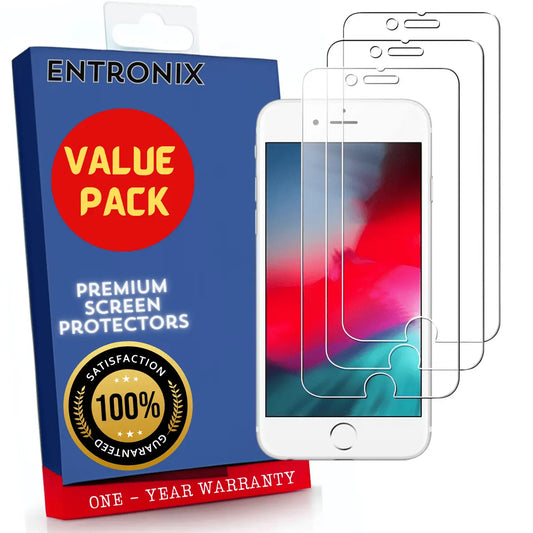 Entronix Case Screen Protector Designed for Apple iPhone 8,7,SE Clear 9H Hardness,Bubble Free with Easy Install, Glass,3 PACK - Entro Retail