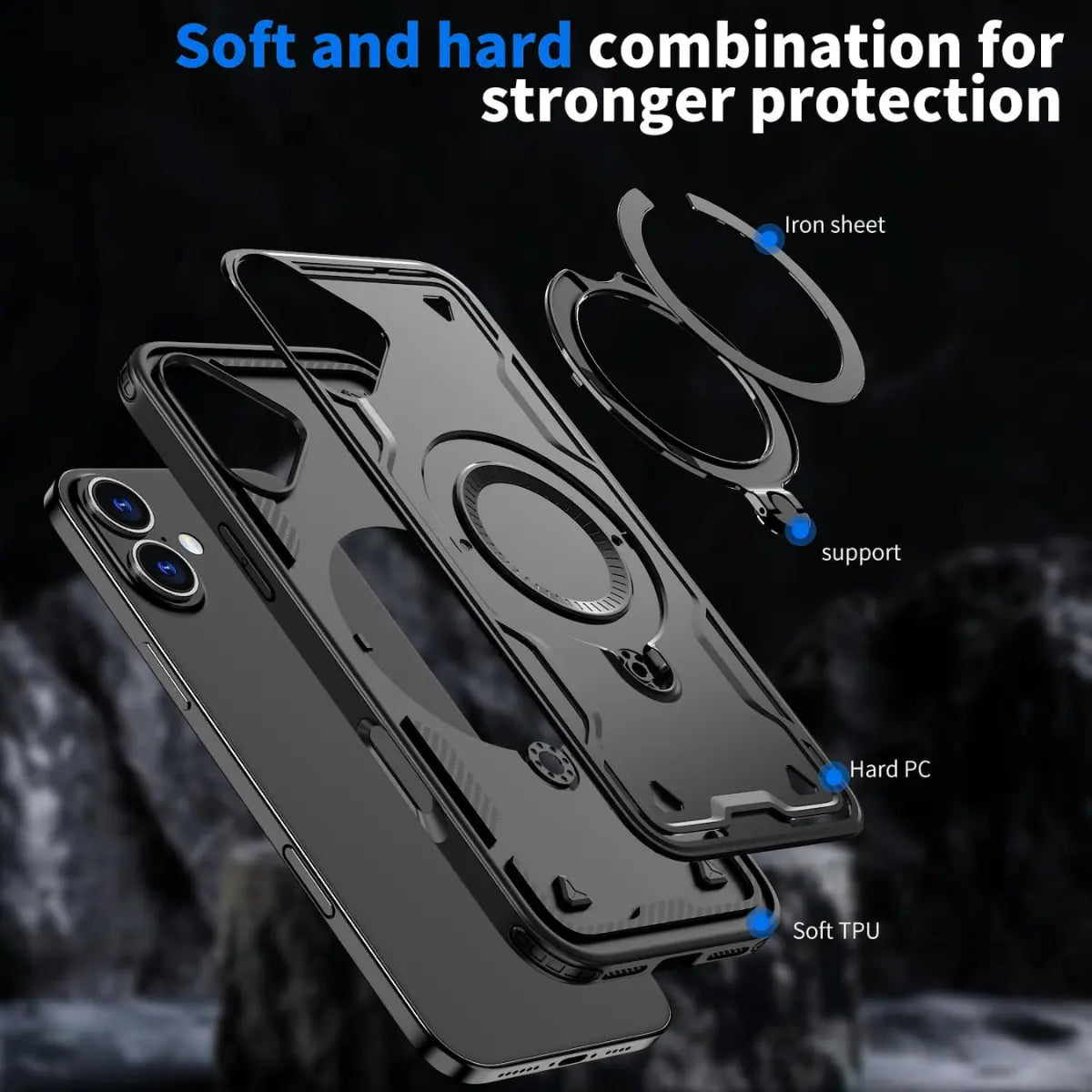 Entronix Apple iPhone 16 Plus [Magnetic-Compatible] Case - Armor Ring, - Entro Retail