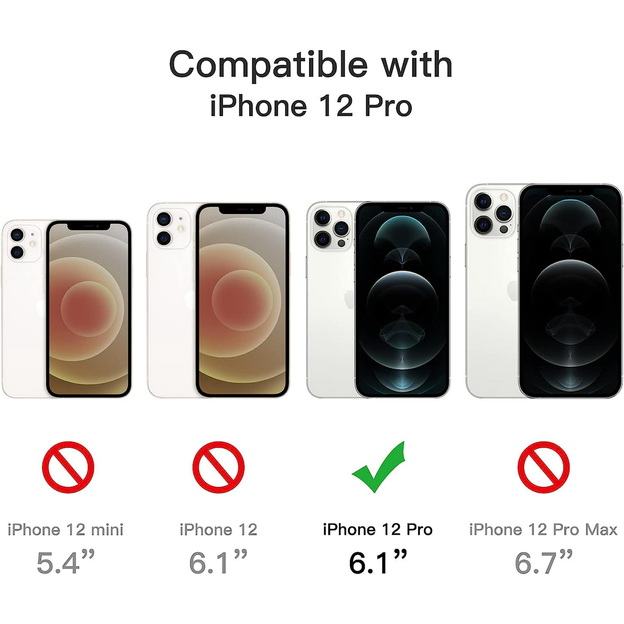 Entronix Bundle Compatible with iPhone 12 Pro - [Hard Back] Clear Case, 2 Clear Screen Protector & 2 Camera Lens Protectors ENTRONIX