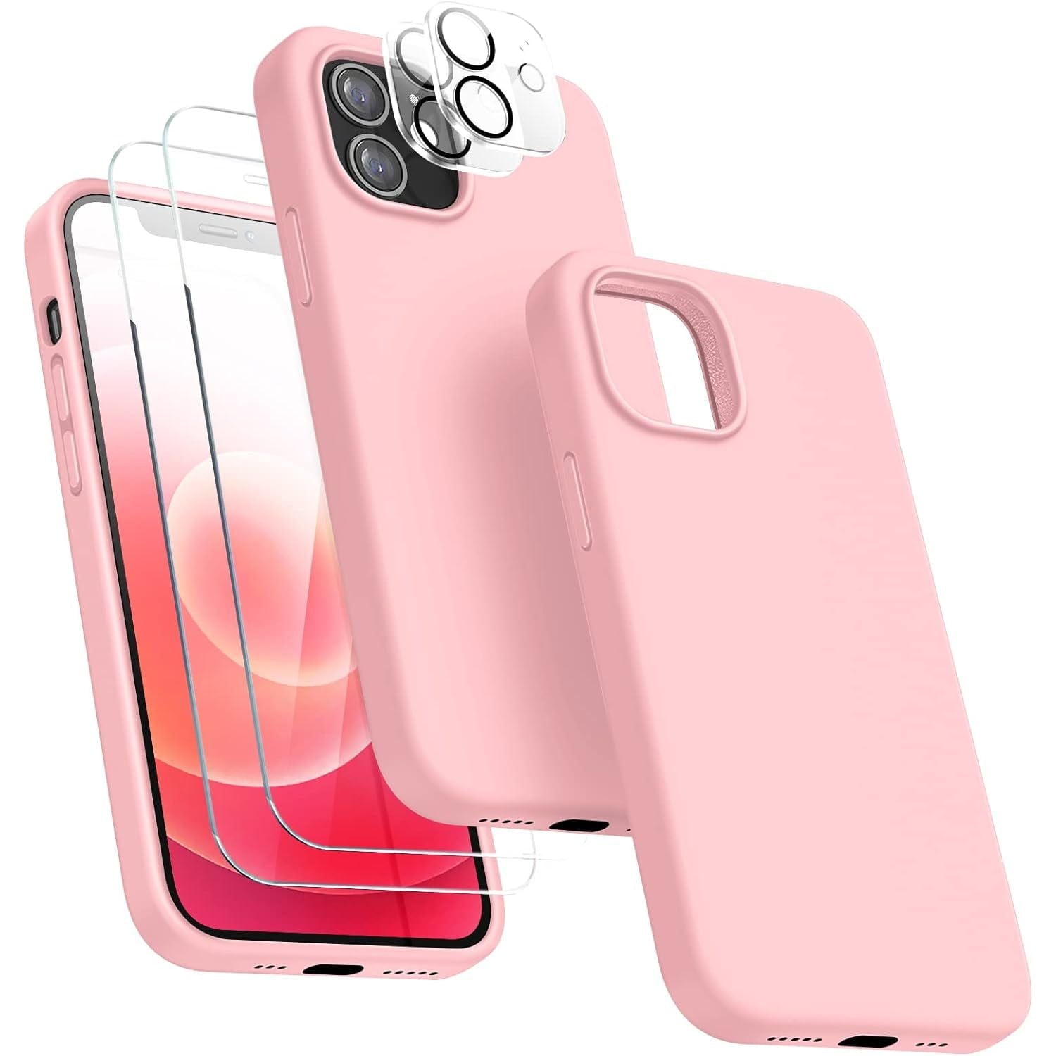 Entronix Silicone Case Designed for Apple iPhone 11 Liquid Silicone Case, 5 in 1 Bundle with 2 Clear Tempered Glass and 2 Camera Lens Shockproof Case - Entro Retail