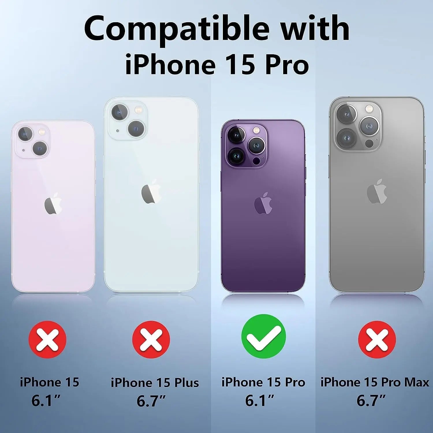 Entronix Bundle Compatible with iPhone 15 Pro - [Magnetic] Clear Case, 2 Clear Screen Protectors & 1 Metallic Camera Lens Protector - Entronix
